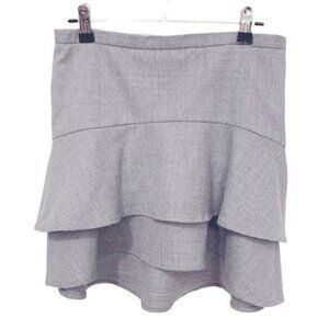 BCBGMaxAzria wool blend gray tiered ruffled lined mini skirt. Women’s size 0